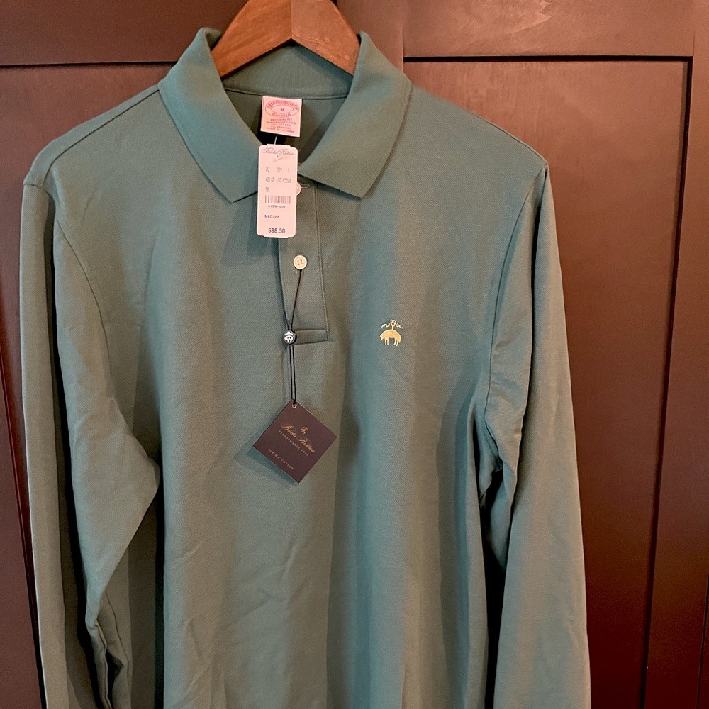 Brooks Brothers Original Fit Stretch Supima Cotton Long-Sleeve Polo Shirt NWT
